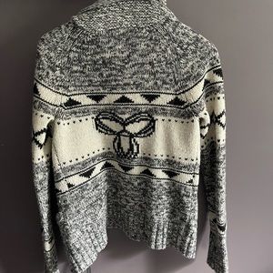 Aritzia TNA Sea To Sky Cowichan Style Lambskin Wool Knit Zipper Sweater Cardigan